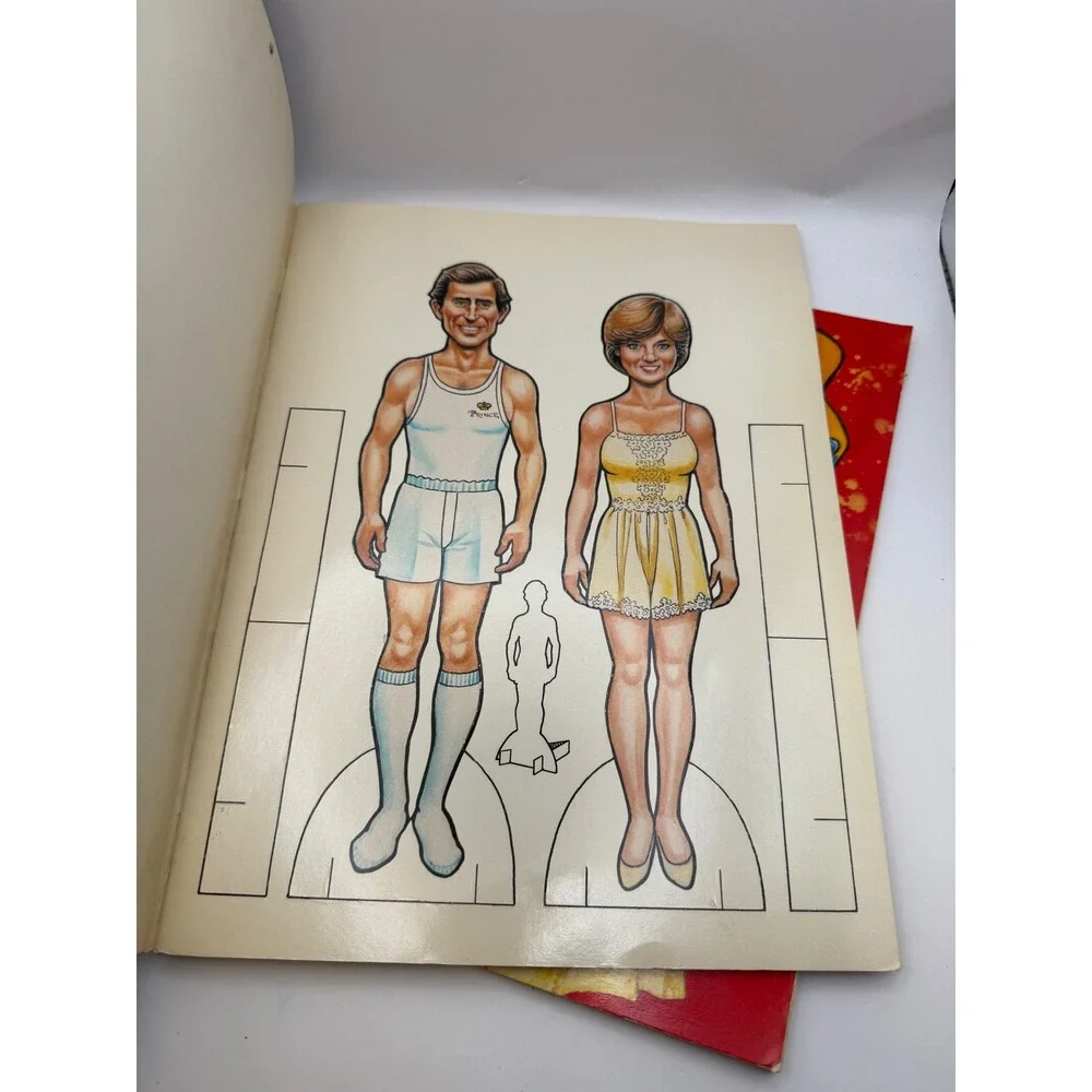 Vintage 1982 Princess Diana & Prince Charles Paper Doll Book Set Chuck & Di 80s